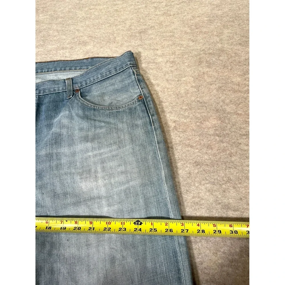 Levis 505 Regular Fit Jeans Mens 36x30 Blue‎ Whiskered Denim Straight Leg Cotton